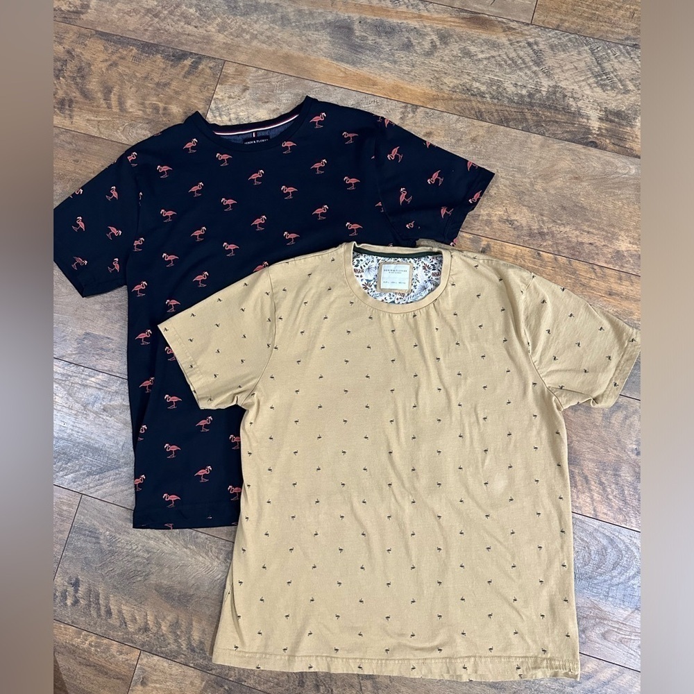 DENIM & FLOWER Ricky Singh Bundle of Men’s Flamingo Tees, Size L